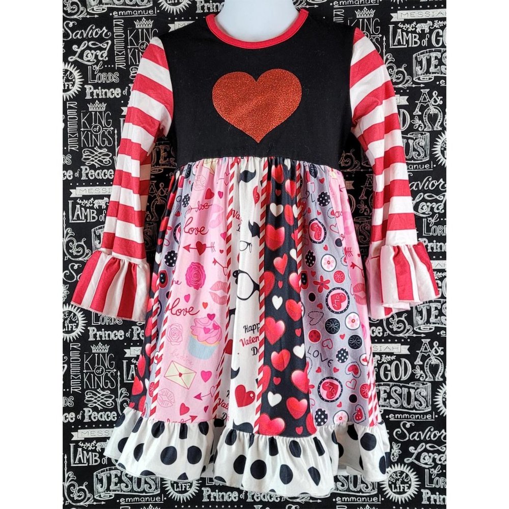 Valentine's Day Heart Dress Size Little Girls Large
